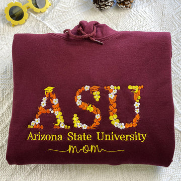Custom Embroidered University Sweatshirt & Hoodie with Floral Letter – Personalized College Gift