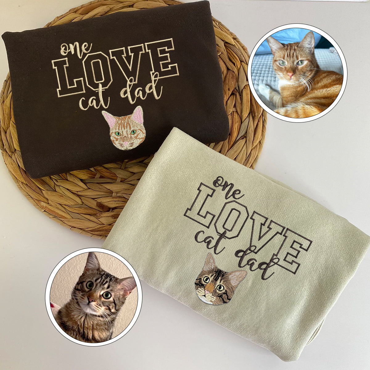 Custom Embroidered One Love Cat Dad Sweatshirt