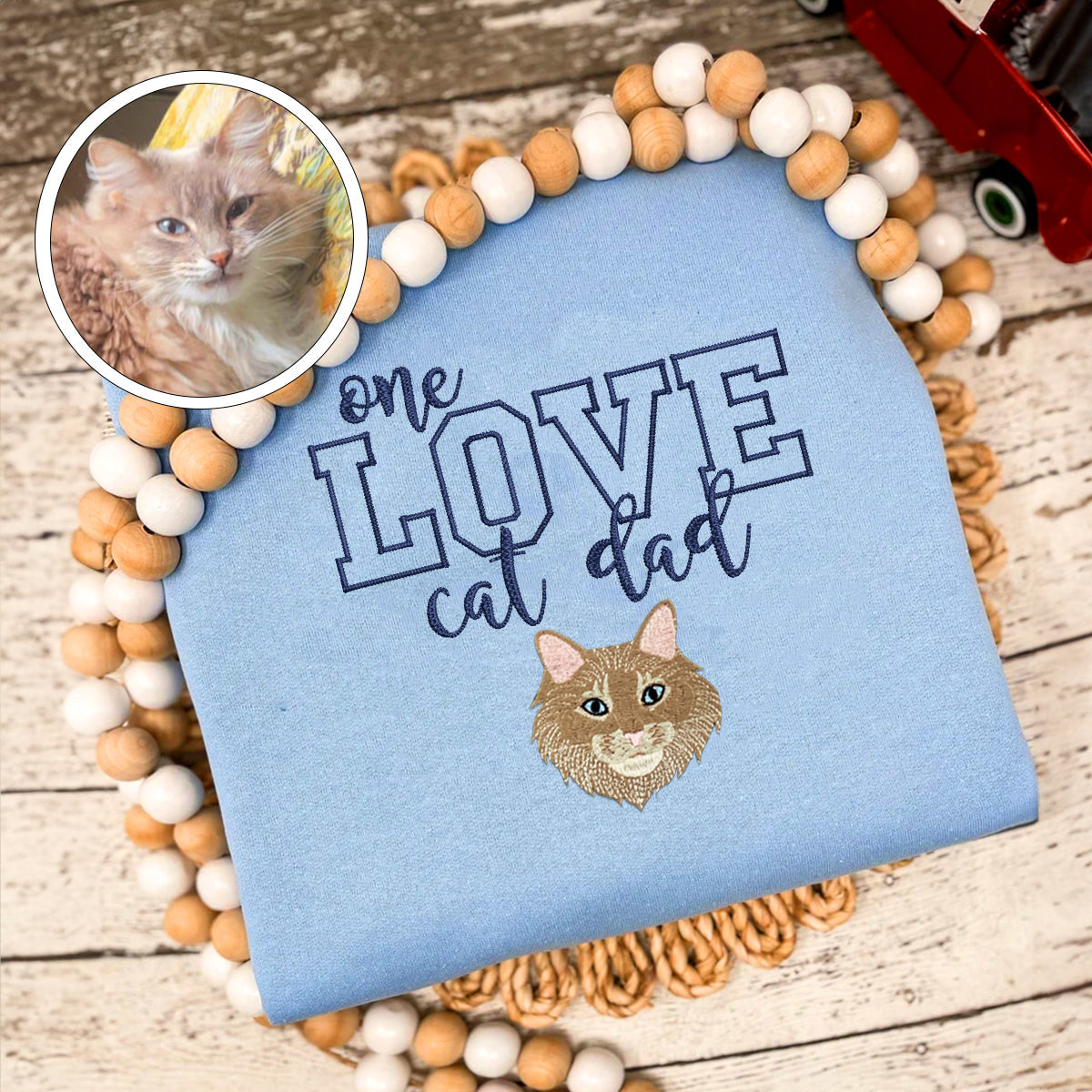 Custom Embroidered One Love Cat Dad Sweatshirt