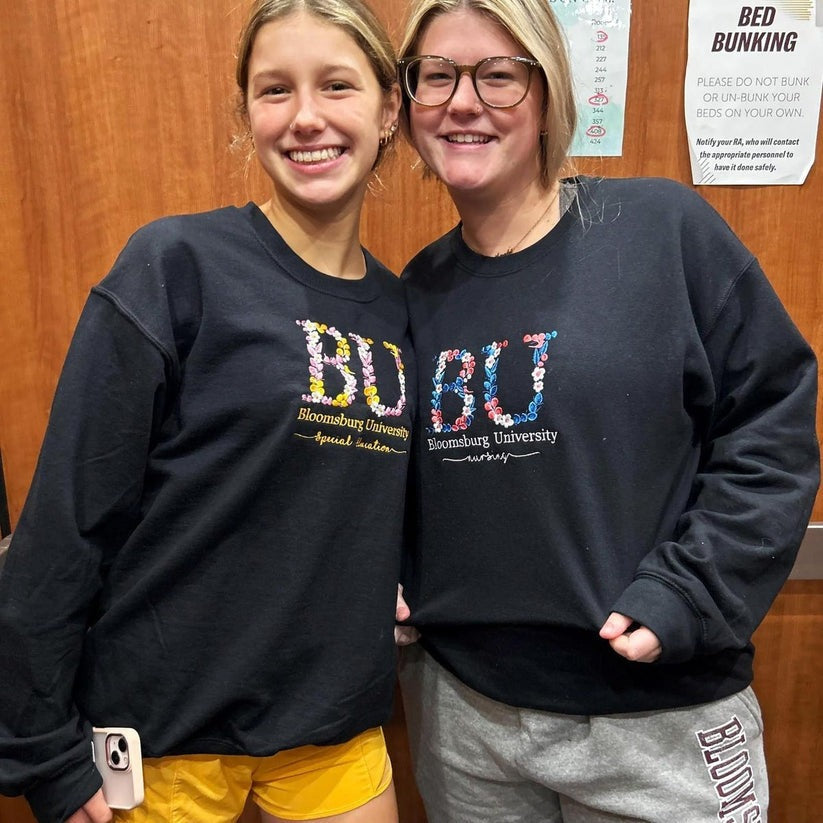 Custom Embroidered University Sweatshirt & Hoodie with Floral Letter – Personalized College Gift