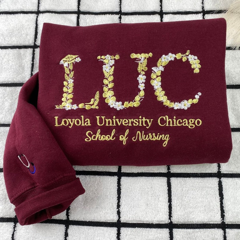 Custom Embroidered University Sweatshirt & Hoodie with Floral Letter – Personalized College Gift