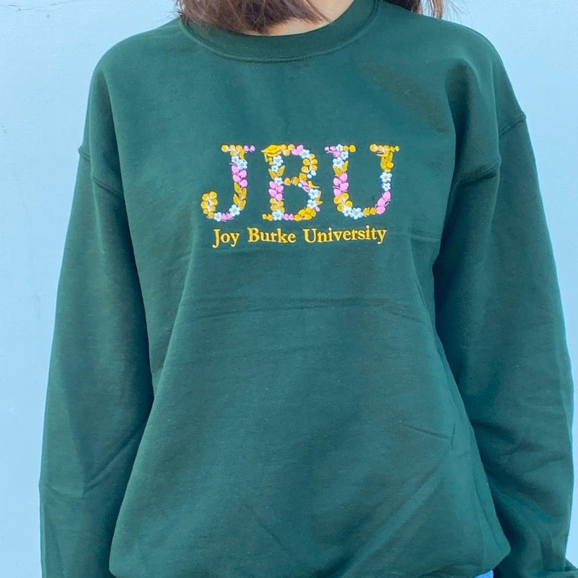 Custom Embroidered University Sweatshirt & Hoodie with Floral Letter – Personalized College Gift